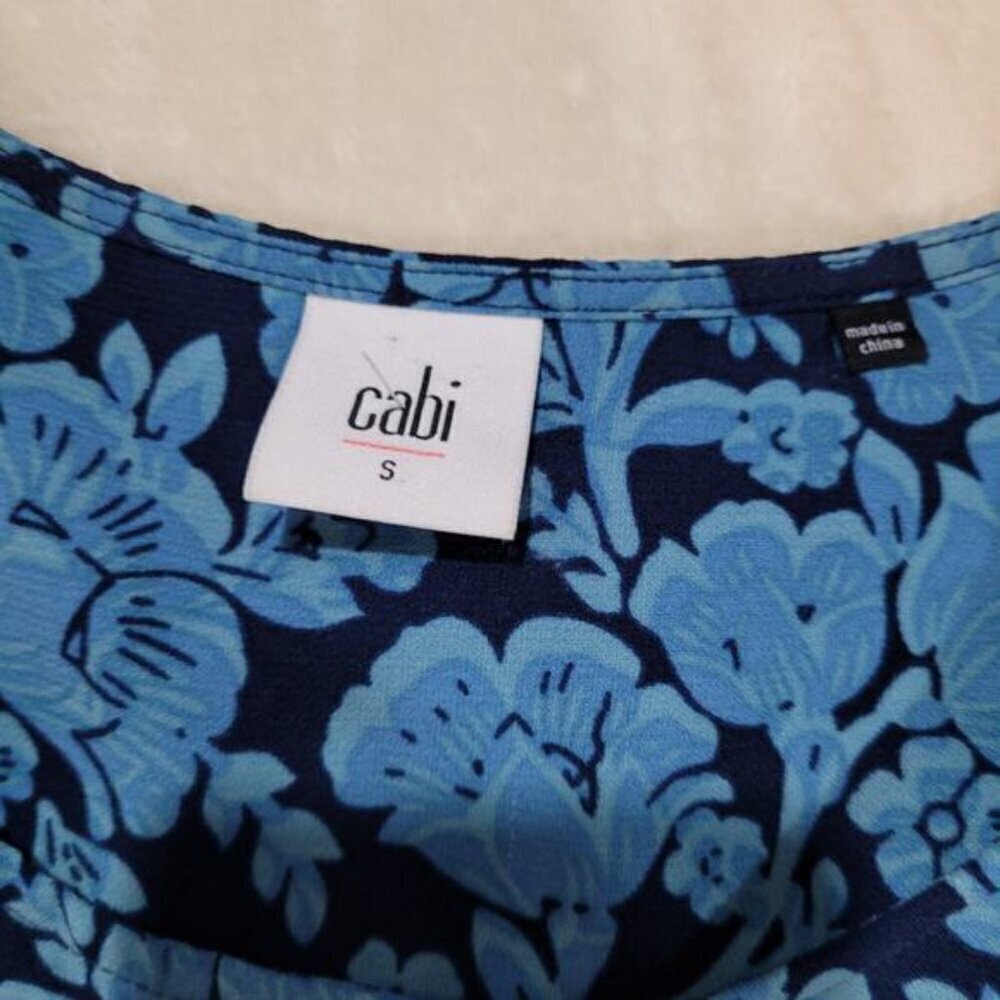 Cabi Java Blue Floral Drawstring Dress - Size Small - Picture 6 of 10